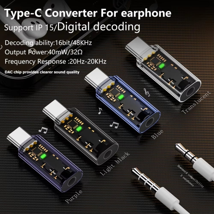 Type-C to 3.5mm Headphone Plug Conversion Adapter For iPhone 15 Audio DAC Decoding