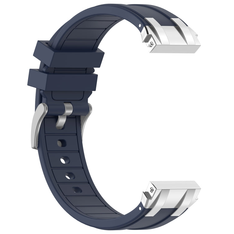 For Garmin Forerunner 255 22mm Quick Release Silver Buckle Royal Silicone Watch Band