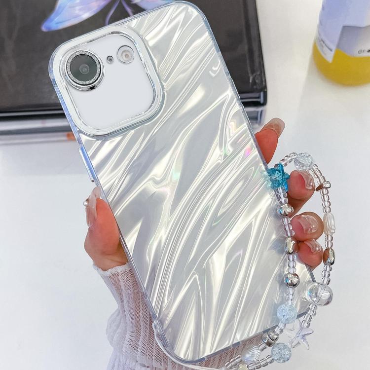 For iPhone 17e / 16e Plating Glitter Texture Chain Wristband TPU Phone Case with Lens Film