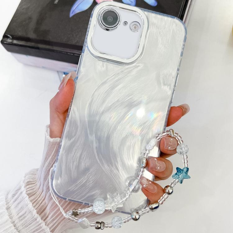 For iPhone 17e / 16e Plating Glitter Texture Chain Wristband TPU Phone Case with Lens Film