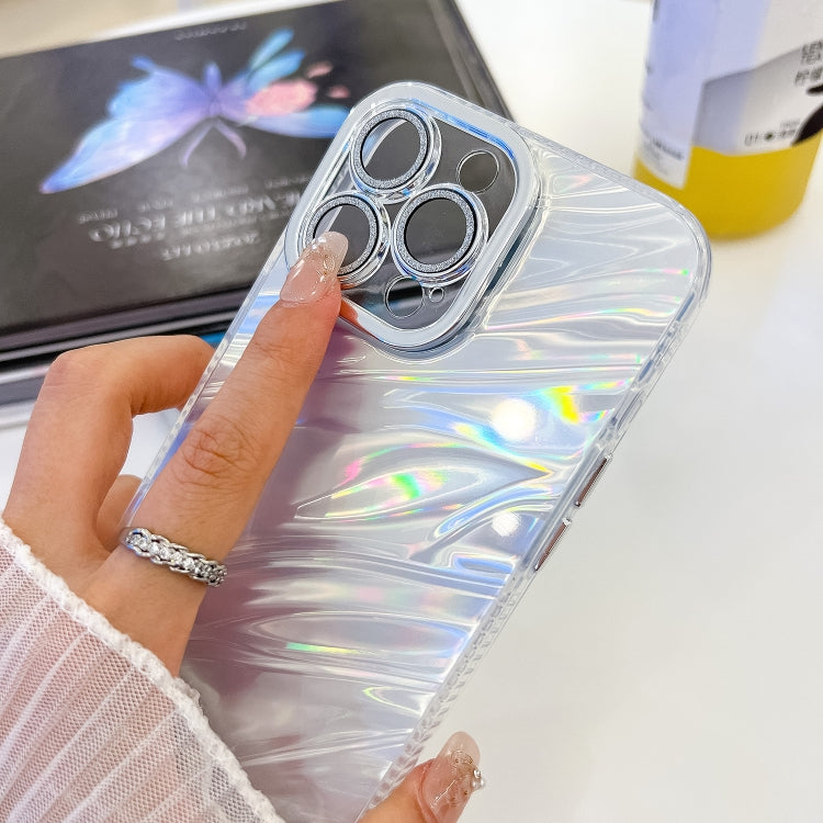 For iPhone 14 Plating Glitter Texture Chain Wristband TPU Phone Case with Lens Film