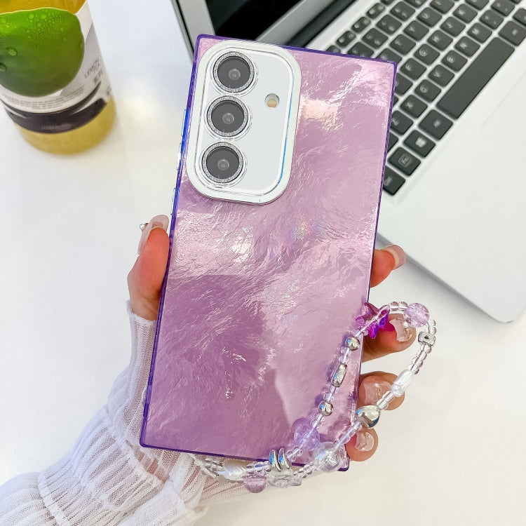 For Samsung Galaxy A54 5G Plating Glitter Texture Chain Wristband TPU Phone Case with Lens Film