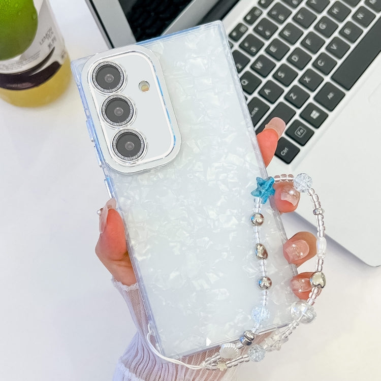 For Samsung GalaxyA36 5G Plating Glitter Texture Chain Wristband TPU Phone Case with Lens Film