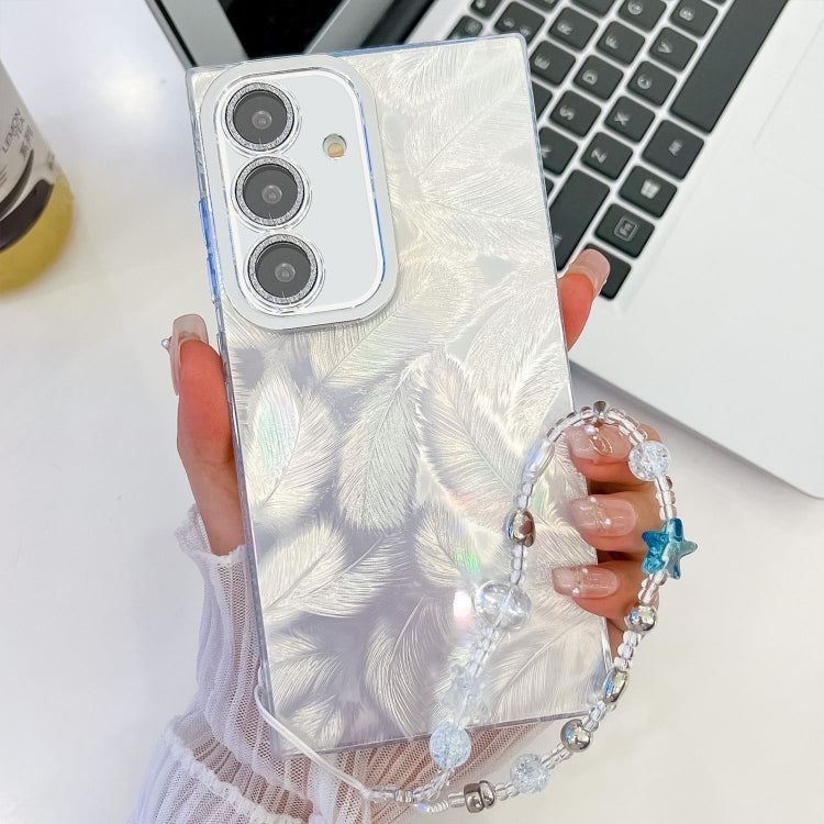 For Samsung Galaxy S25 5G Plating Glitter Texture Chain Wristband TPU Phone Case with Lens Film