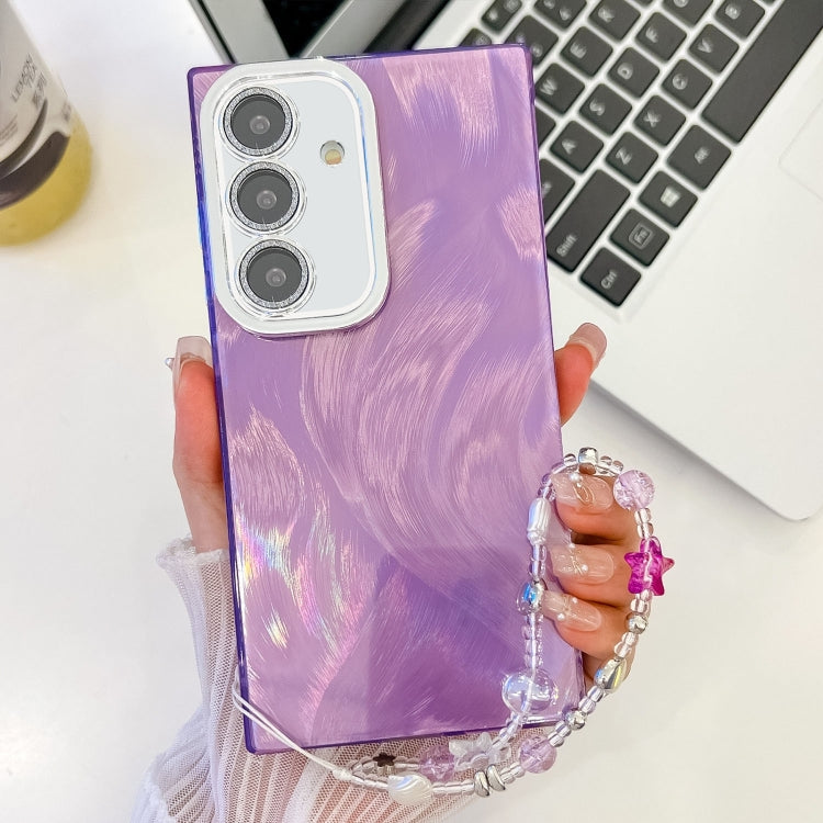 For Samsung Galaxy A16 5G Plating Glitter Texture Chain Wristband TPU Phone Case with Lens Film