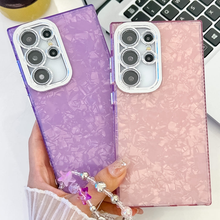 For Samsung Galaxy A54 5G Plating Glitter Texture Chain Wristband TPU Phone Case with Lens Film