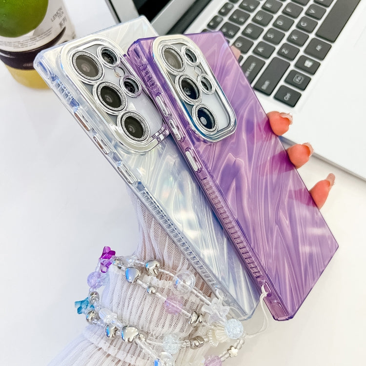 For Samsung Galaxy A15 5G Plating Glitter Texture Chain Wristband TPU Phone Case with Lens Film