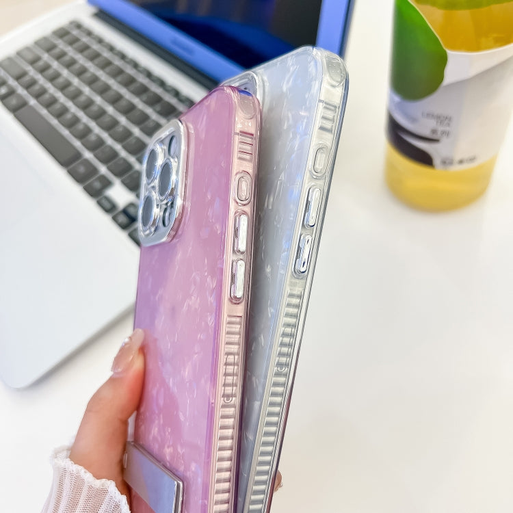 For iPhone 16 Pro Plating Glitter Texture Fold Holder TPU Phone Case with Lens Film