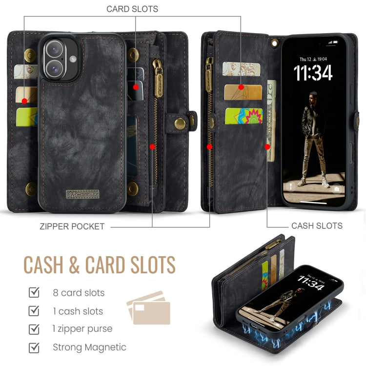 For iPhone 16 CaseMe 008 Detachable Multifunctional Leather Phone Case