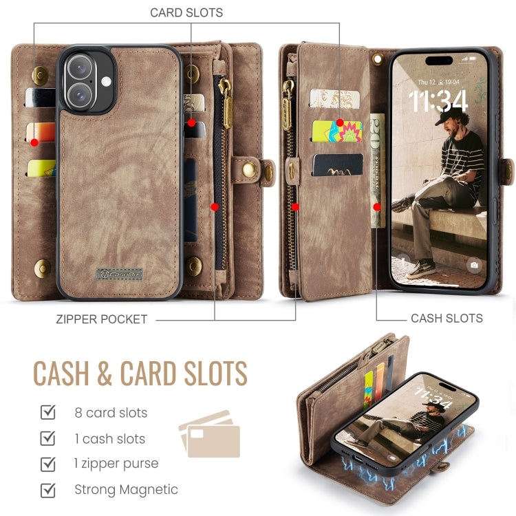 For iPhone 16 Plus CaseMe 008 Detachable Multifunctional Leather Phone Case