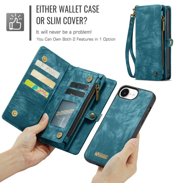 For iPhone 17e / 16e CaseMe 008 Detachable Multifunctional Leather Phone Case
