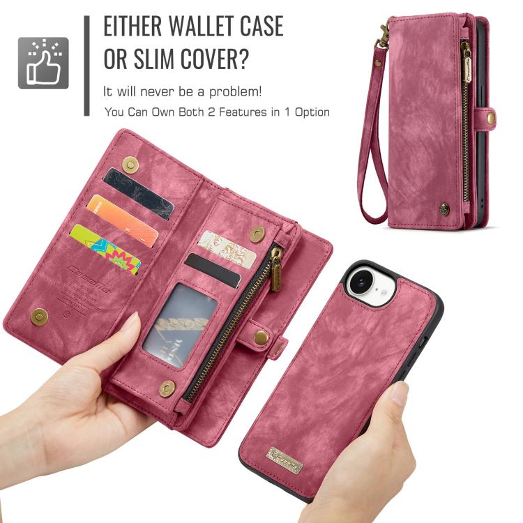 For iPhone 17e / 16e CaseMe 008 Detachable Multifunctional Leather Phone Case