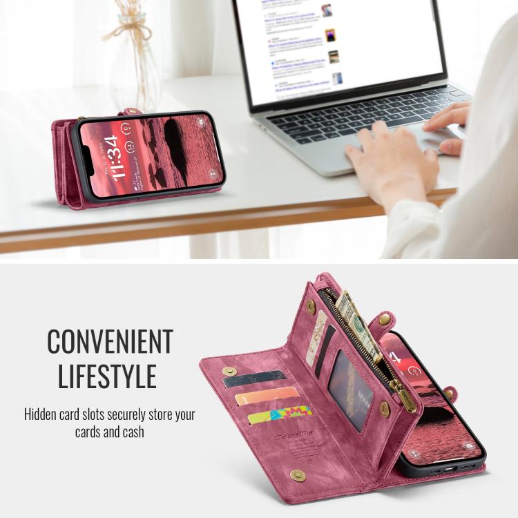 For iPhone 17e / 16e CaseMe 008 Detachable Multifunctional Leather Phone Case