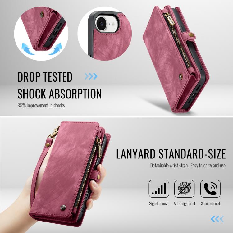 For iPhone 17e / 16e CaseMe 008 Detachable Multifunctional Leather Phone Case