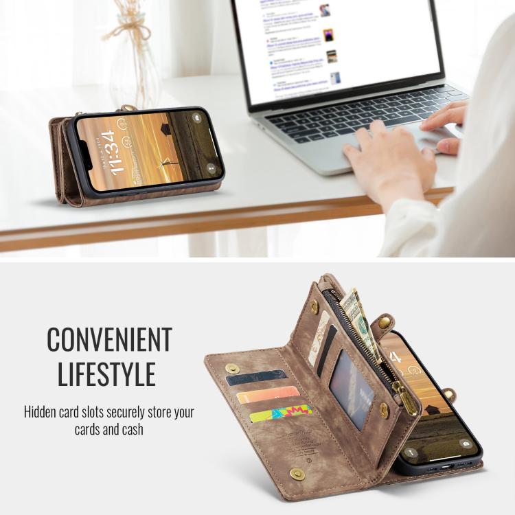 For iPhone 17e / 16e CaseMe 008 Detachable Multifunctional Leather Phone Case