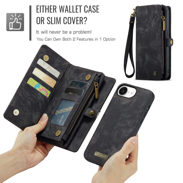 For iPhone 17e / 16e CaseMe 008 Detachable Multifunctional Leather Phone Case