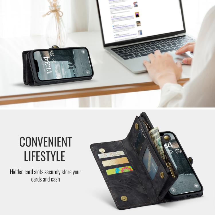 For iPhone 17e / 16e CaseMe 008 Detachable Multifunctional Leather Phone Case