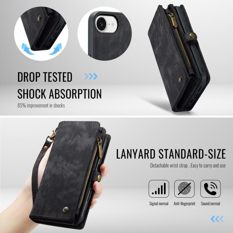 For iPhone 17e / 16e CaseMe 008 Detachable Multifunctional Leather Phone Case