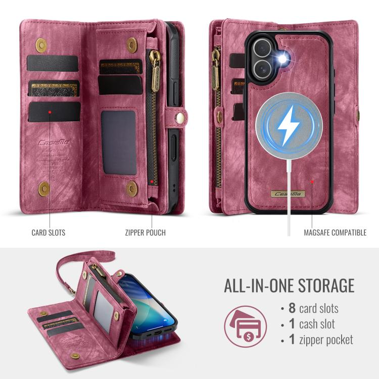 For iPhone 17 CaseMe 008 Detachable Multifunctional Leather Phone Case