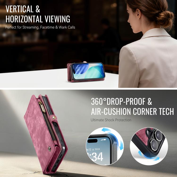 For iPhone 17 CaseMe 008 Detachable Multifunctional Leather Phone Case
