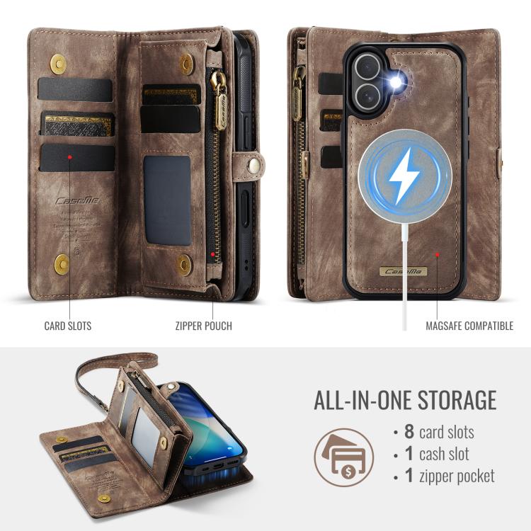 For iPhone 17 CaseMe 008 Detachable Multifunctional Leather Phone Case