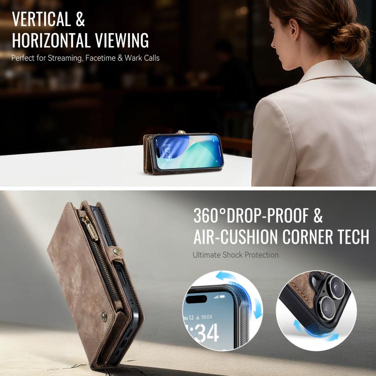 For iPhone 17 CaseMe 008 Detachable Multifunctional Leather Phone Case