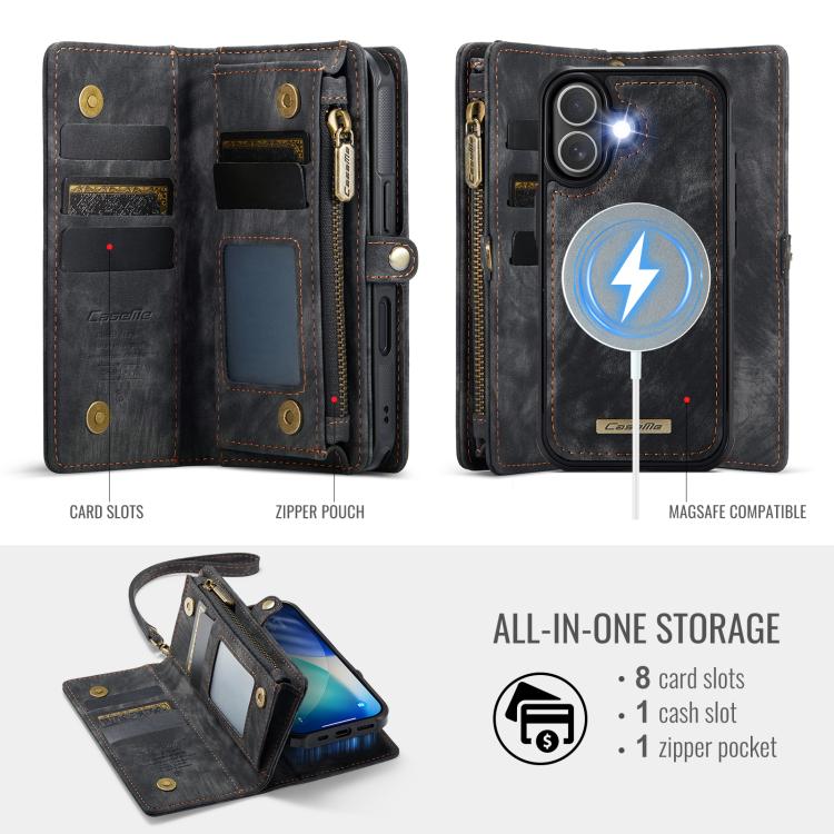 For iPhone 17 CaseMe 008 Detachable Multifunctional Leather Phone Case