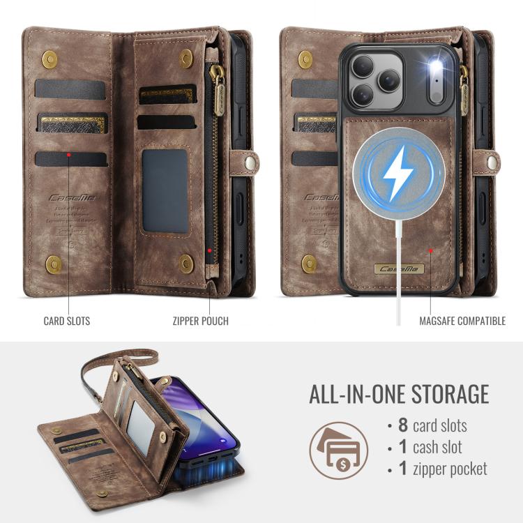 For iPhone 17 Pro CaseMe 008 Detachable Multifunctional Leather Phone Case