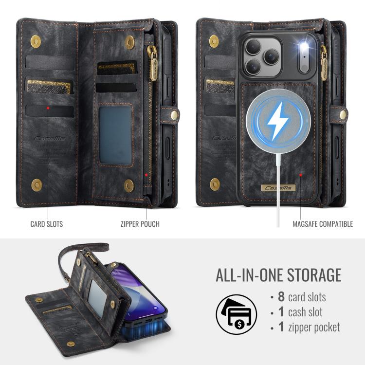For iPhone 17 Pro CaseMe 008 Detachable Multifunctional Leather Phone Case