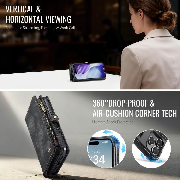 For iPhone 17 Pro CaseMe 008 Detachable Multifunctional Leather Phone Case