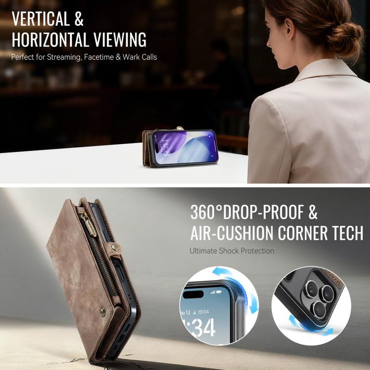 For iPhone 17 Pro Max CaseMe 008 Detachable Multifunctional Leather Phone Case