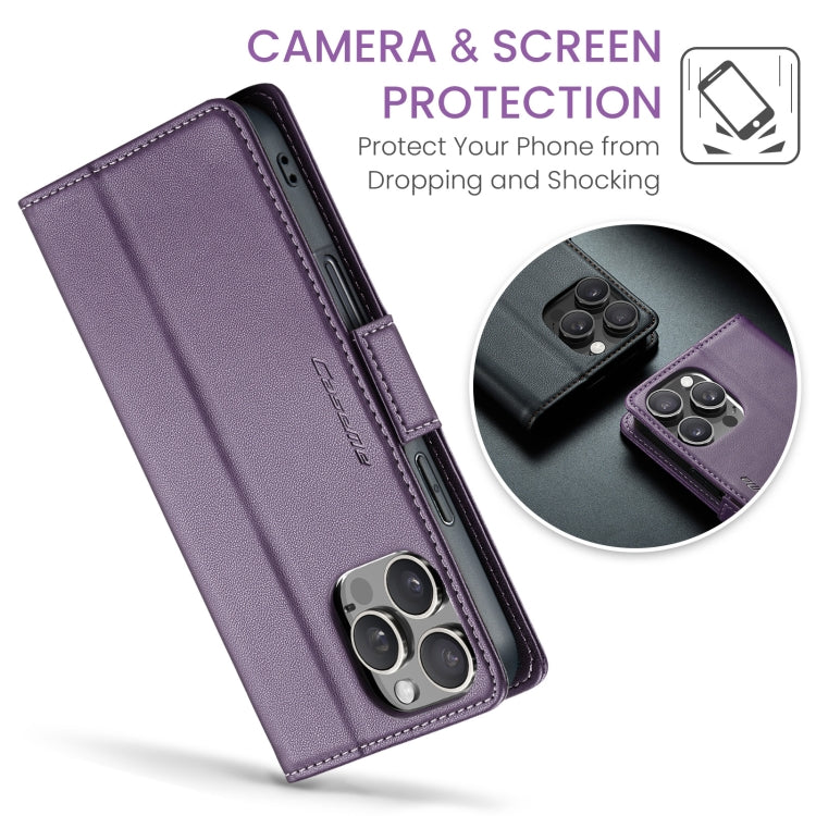 For iPhone 16 Pro Max CaseMe 023 Butterfly Buckle Litchi Texture RFID Anti-theft Leather Phone Case