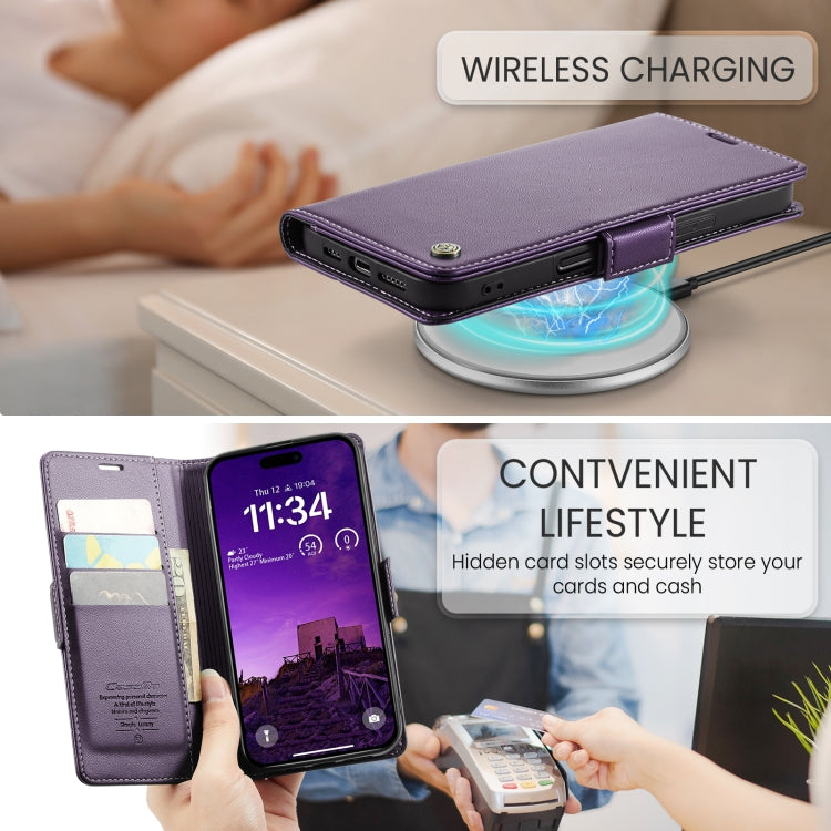 For iPhone 16 Pro Max CaseMe 023 Butterfly Buckle Litchi Texture RFID Anti-theft Leather Phone Case