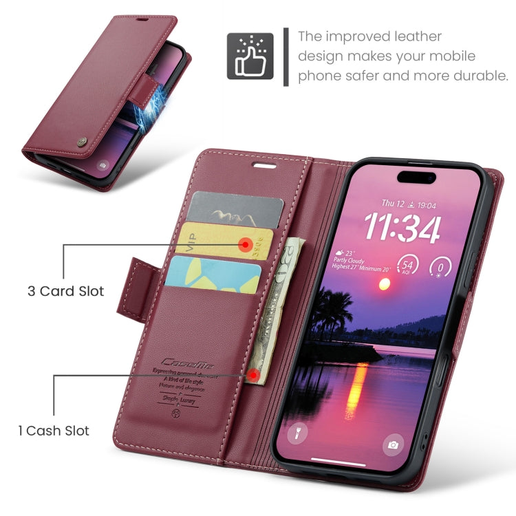 For iPhone 16 Pro Max CaseMe 023 Butterfly Buckle Litchi Texture RFID Anti-theft Leather Phone Case