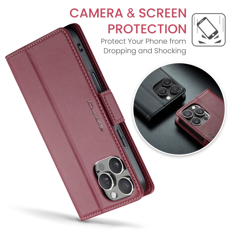 For iPhone 16 Pro Max CaseMe 023 Butterfly Buckle Litchi Texture RFID Anti-theft Leather Phone Case