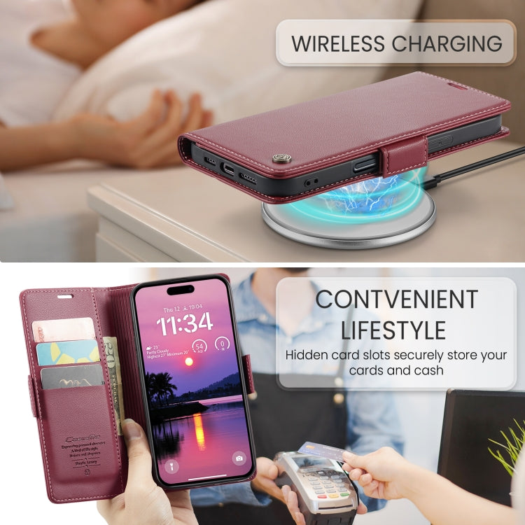 For iPhone 16 Pro Max CaseMe 023 Butterfly Buckle Litchi Texture RFID Anti-theft Leather Phone Case