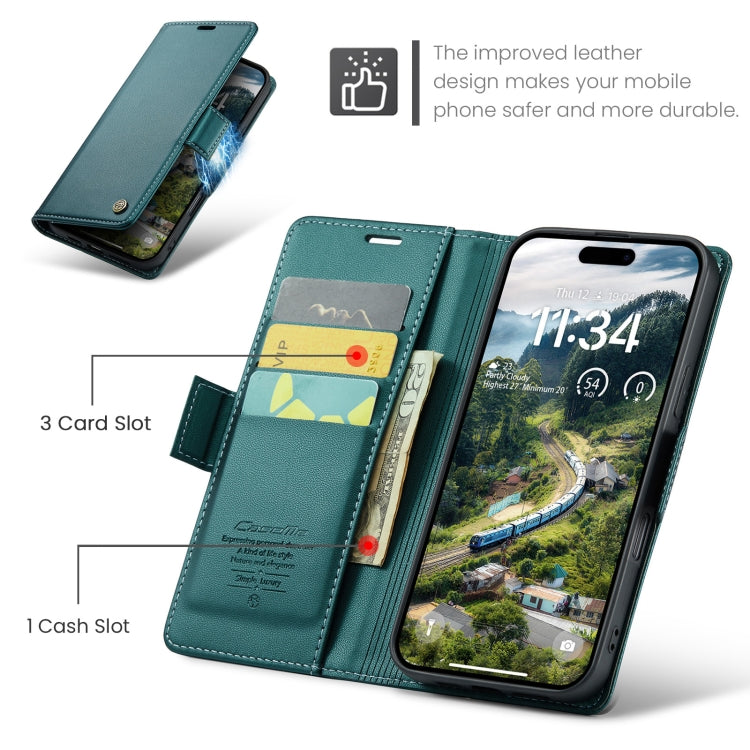 For iPhone 16 Pro Max CaseMe 023 Butterfly Buckle Litchi Texture RFID Anti-theft Leather Phone Case