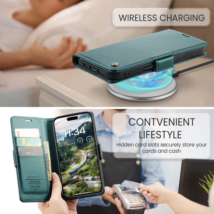 For iPhone 16 Pro Max CaseMe 023 Butterfly Buckle Litchi Texture RFID Anti-theft Leather Phone Case
