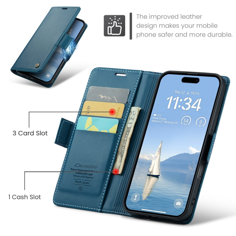 For iPhone 16 Pro Max CaseMe 023 Butterfly Buckle Litchi Texture RFID Anti-theft Leather Phone Case