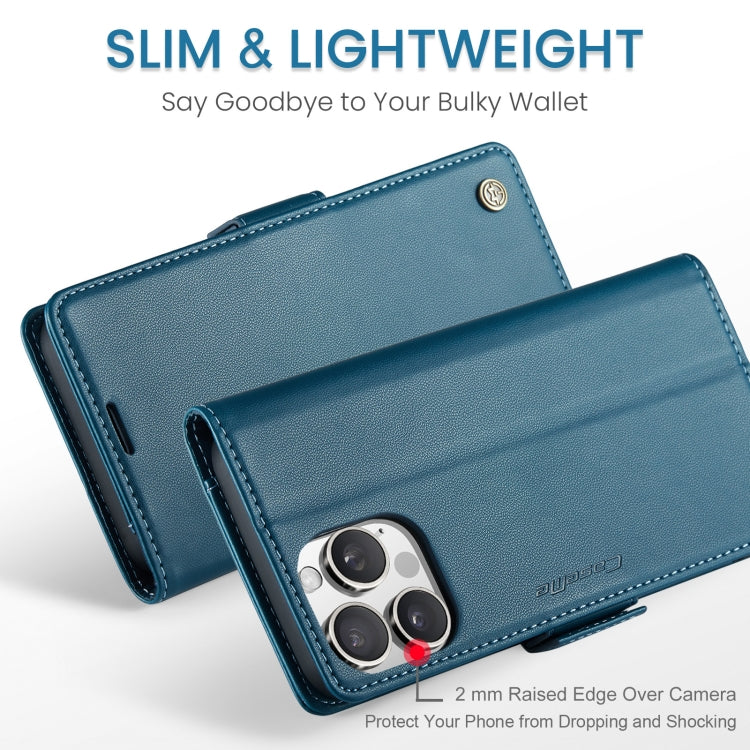 For iPhone 16 Pro Max CaseMe 023 Butterfly Buckle Litchi Texture RFID Anti-theft Leather Phone Case