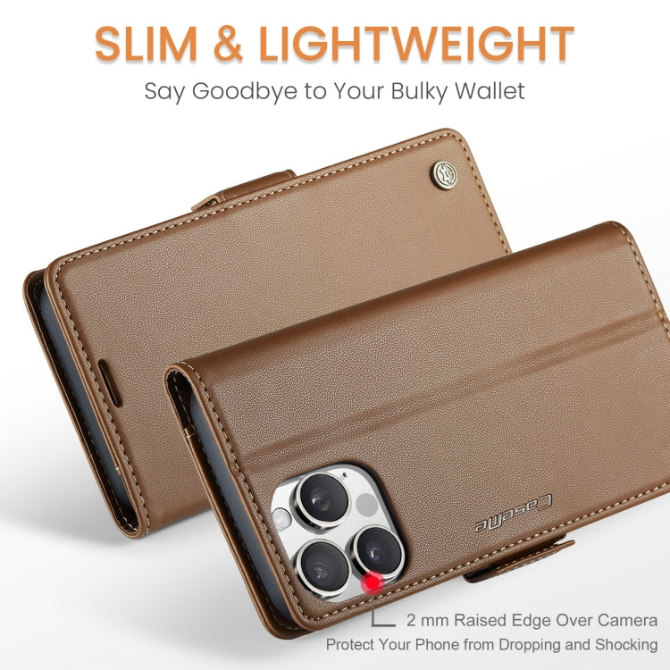 For iPhone 16 Pro Max CaseMe 023 Butterfly Buckle Litchi Texture RFID Anti-theft Leather Phone Case