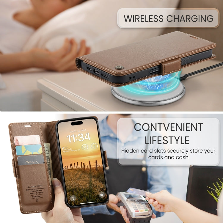 For iPhone 16 Pro Max CaseMe 023 Butterfly Buckle Litchi Texture RFID Anti-theft Leather Phone Case