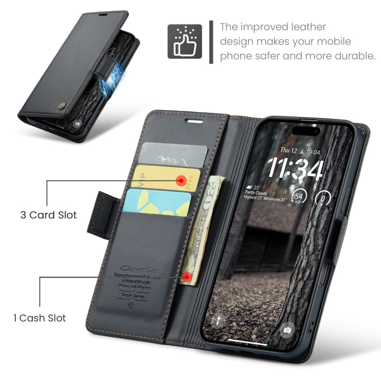 For iPhone 16 Pro Max CaseMe 023 Butterfly Buckle Litchi Texture RFID Anti-theft Leather Phone Case