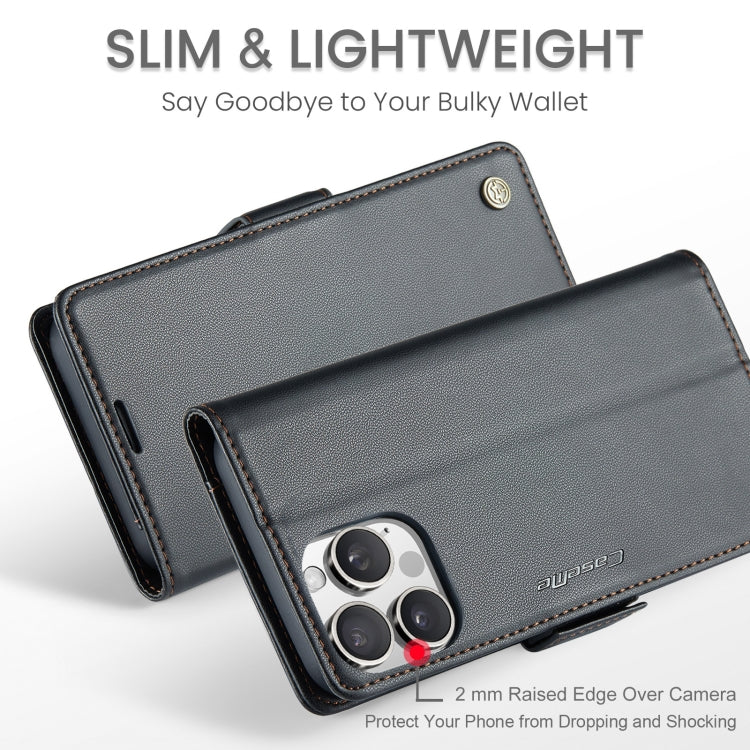 For iPhone 16 Pro Max CaseMe 023 Butterfly Buckle Litchi Texture RFID Anti-theft Leather Phone Case