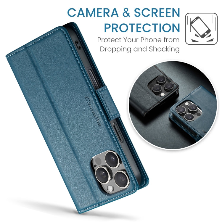 For iPhone 16 Pro CaseMe 023 Butterfly Buckle Litchi Texture RFID Anti-theft Leather Phone Case