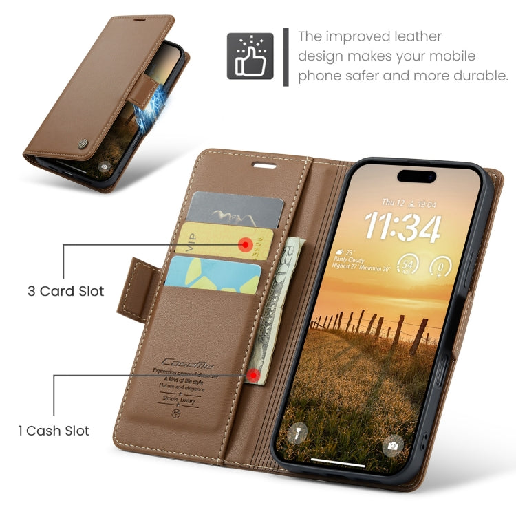 For iPhone 16 Pro CaseMe 023 Butterfly Buckle Litchi Texture RFID Anti-theft Leather Phone Case