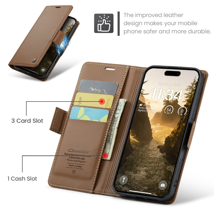 For iPhone 16 CaseMe 023 Butterfly Buckle Litchi Texture RFID Anti-theft Leather Phone Case