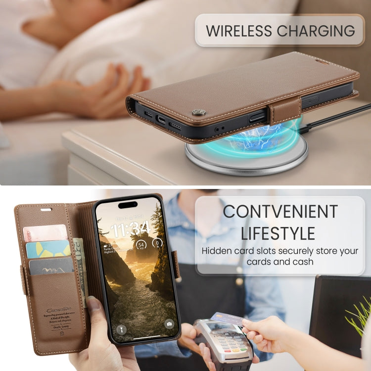 For iPhone 16 CaseMe 023 Butterfly Buckle Litchi Texture RFID Anti-theft Leather Phone Case