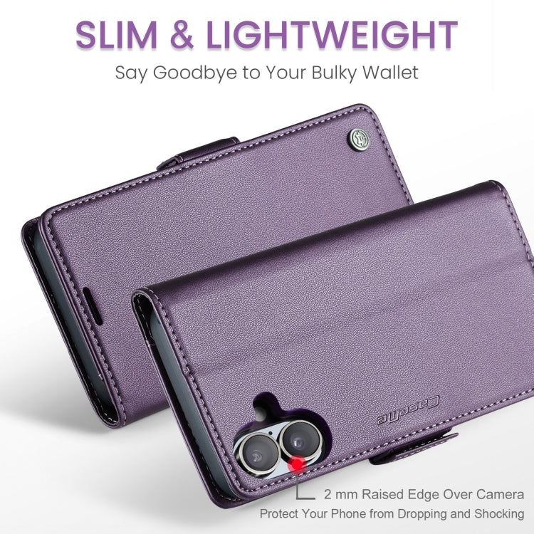 For iPhone 16 Plus CaseMe 023 Butterfly Buckle Litchi Texture RFID Anti-theft Leather Phone Case