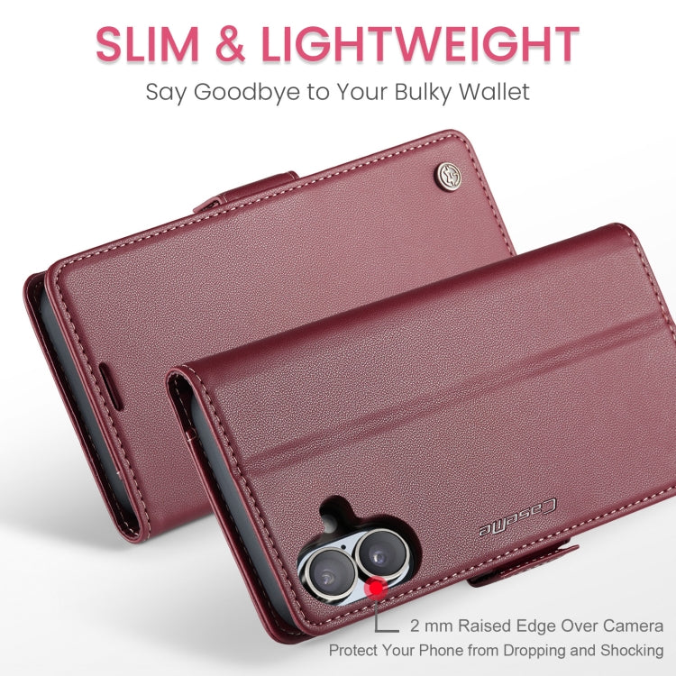 For iPhone 16 Plus CaseMe 023 Butterfly Buckle Litchi Texture RFID Anti-theft Leather Phone Case